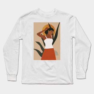 Indian Woman, Modern Boho Art Long Sleeve T-Shirt